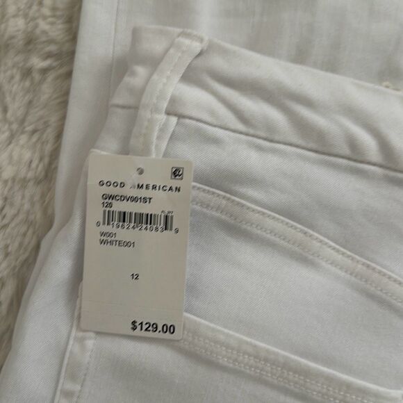 Good American Good Waist Crop Distressed Jeans White Size 12/31 - Picture 8 of 8